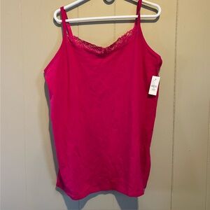 Catherines Plus Size 2X 22/24W Dark Pink  Cotton Spandex Sleeveless Camisole